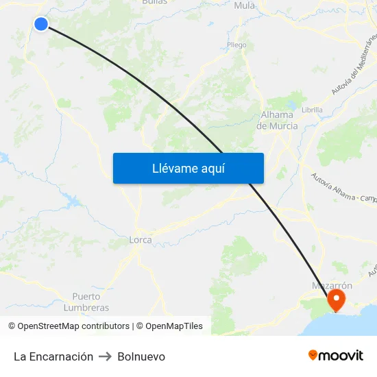La Encarnación to Bolnuevo map