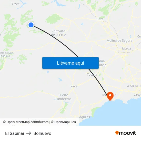 El Sabinar to Bolnuevo map