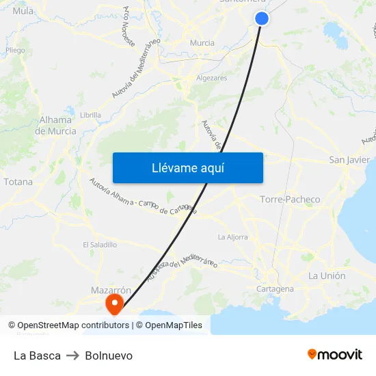 La Basca to Bolnuevo map
