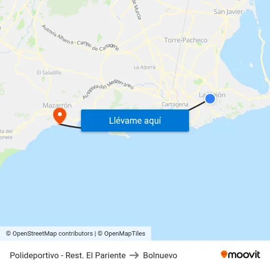 Polideportivo - Rest. El Pariente to Bolnuevo map