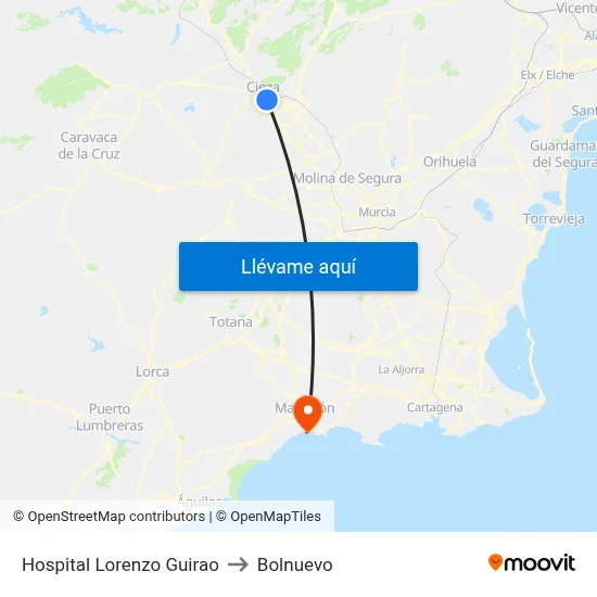 Hospital Lorenzo Guirao to Bolnuevo map