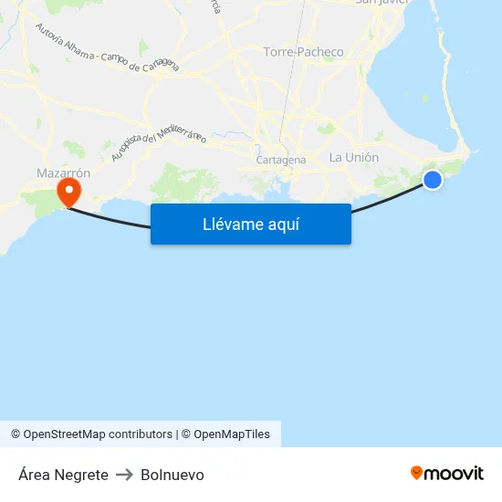 Área Negrete to Bolnuevo map