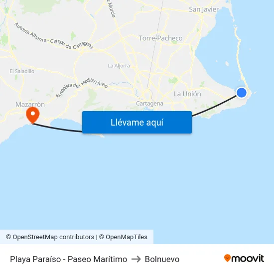 Playa Paraíso - Paseo Marítimo to Bolnuevo map