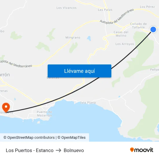 Los Puertos - Estanco to Bolnuevo map