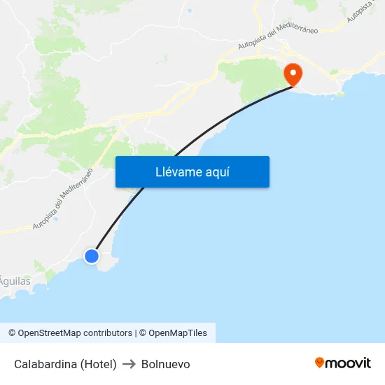 Calabardina (Hotel) to Bolnuevo map