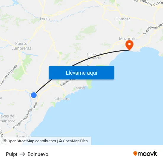 Pulpí to Bolnuevo map