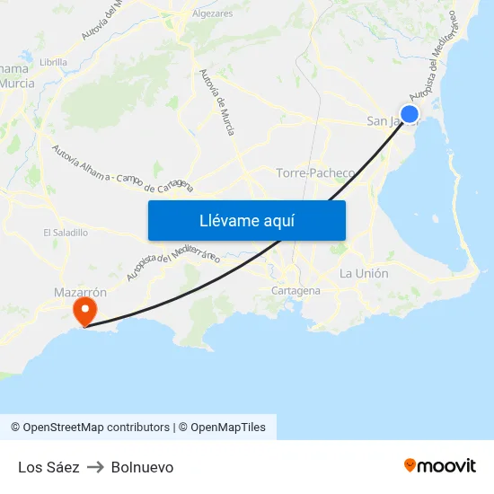 Los Sáez to Bolnuevo map
