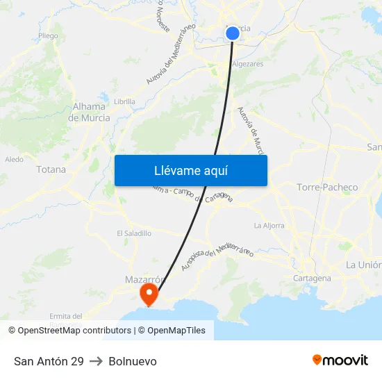 San Antón 29 to Bolnuevo map