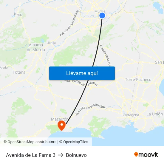 Avenida de La Fama 3 to Bolnuevo map
