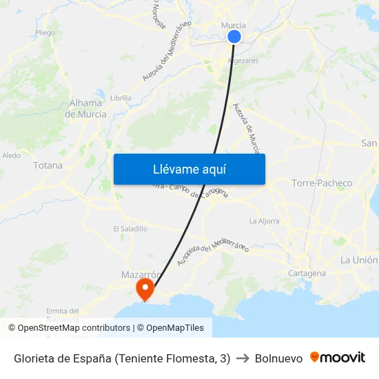 Glorieta de España (Teniente Flomesta, 3) to Bolnuevo map