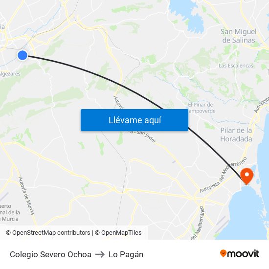 Colegio Severo Ochoa to Lo Pagán map