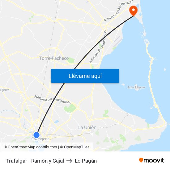 Trafalgar - Ramón y Cajal to Lo Pagán map