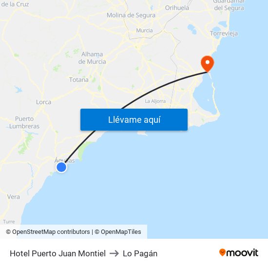Hotel Senator to Lo Pagán map