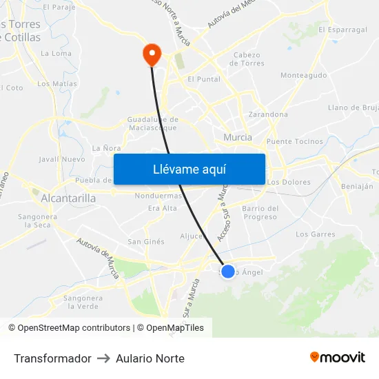 Transformador to Aulario Norte map