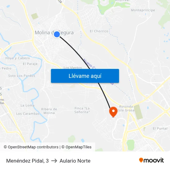 Menéndez Pidal, 3 to Aulario Norte map