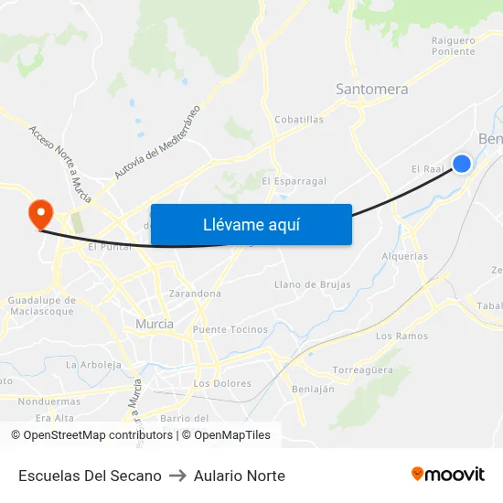 Escuelas Del Secano to Aulario Norte map