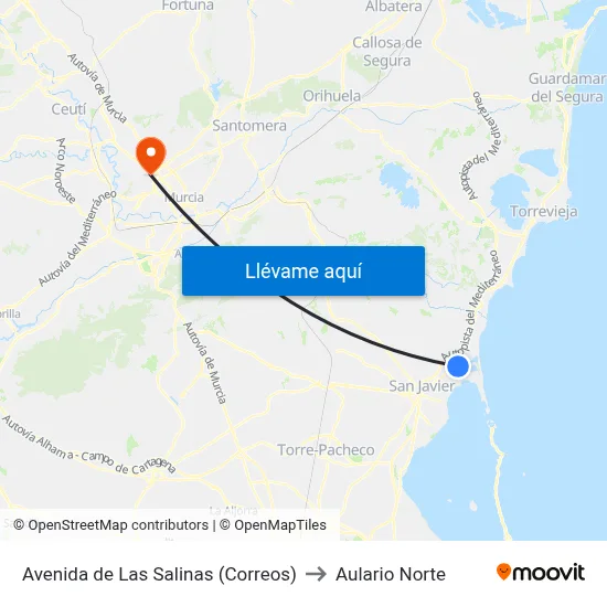 Avenida de Las Salinas (Correos) to Aulario Norte map