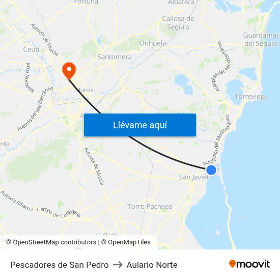 Pescadores de San Pedro to Aulario Norte map