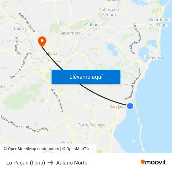 Lo Pagán (Feria) to Aulario Norte map