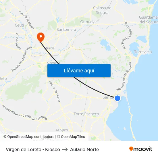 Virgen de Loreto - Kiosco to Aulario Norte map