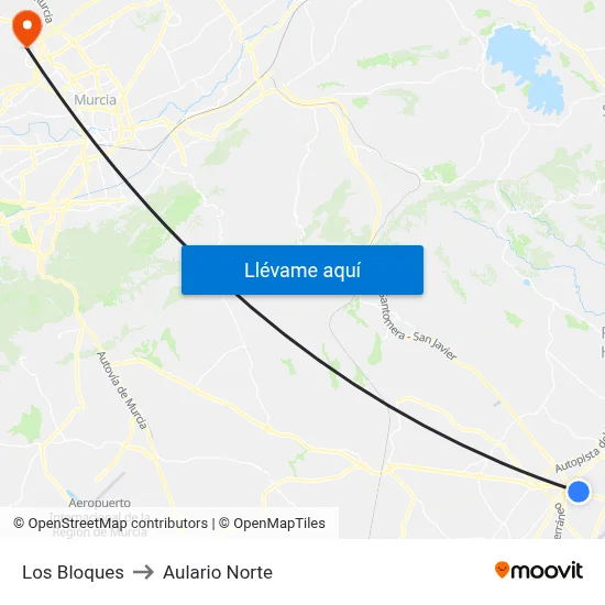 Los Bloques to Aulario Norte map