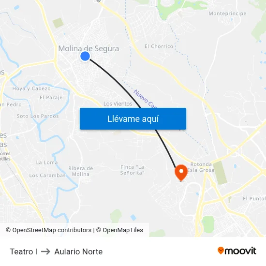 Teatro I to Aulario Norte map