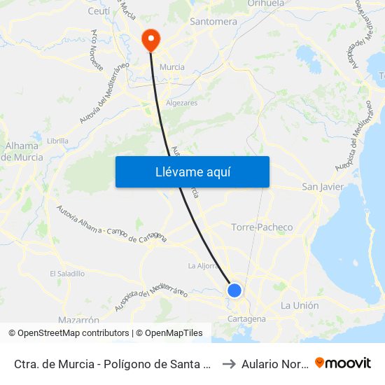 Ctra. de Murcia - Polígono de Santa Ana to Aulario Norte map
