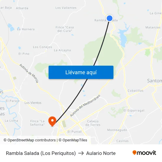 Rambla Salada (Los Periquitos) to Aulario Norte map