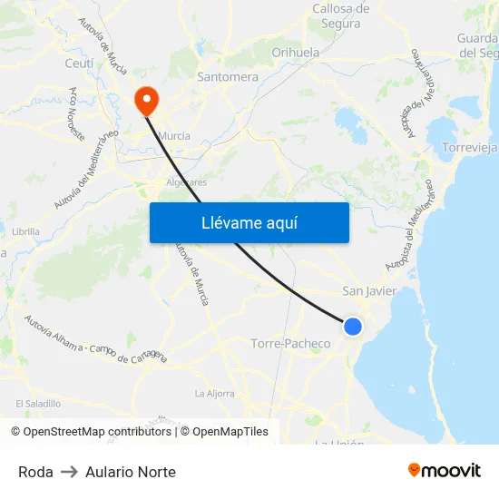 Roda to Aulario Norte map