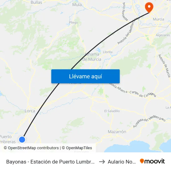 Bayonas - Estación de Puerto Lumbreras to Aulario Norte map