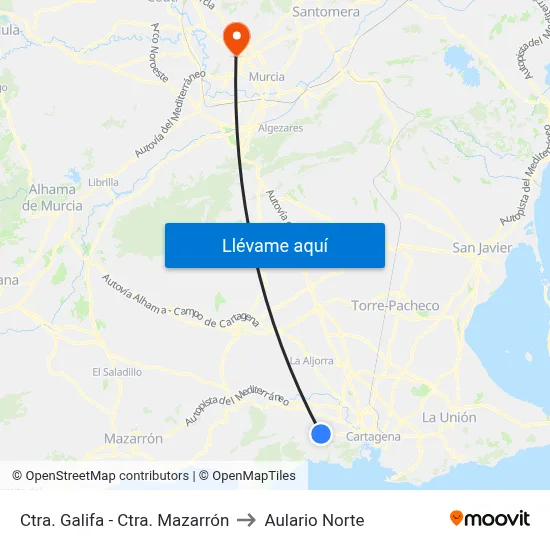 Ctra. Galifa - Ctra. Mazarrón to Aulario Norte map