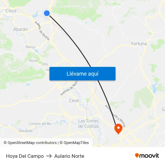 Hoya Del Campo to Aulario Norte map