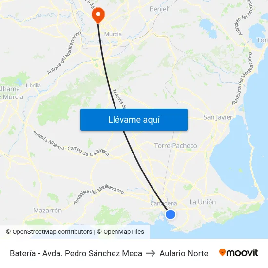 Batería - Avda. Pedro Sánchez Meca to Aulario Norte map