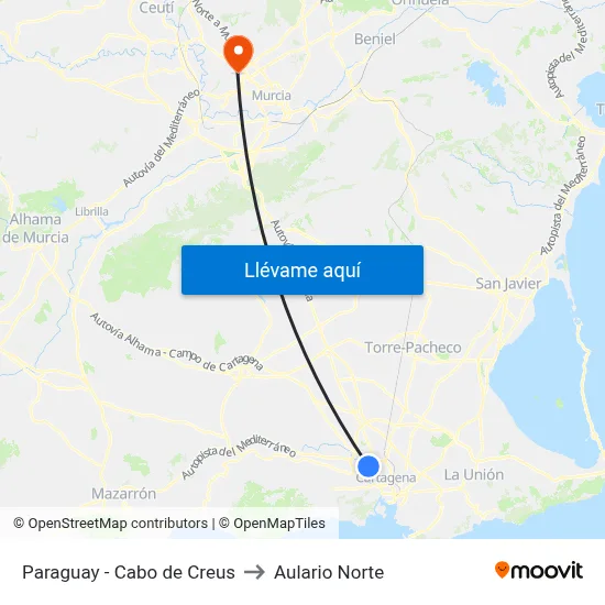 Paraguay - Cabo de Creus to Aulario Norte map