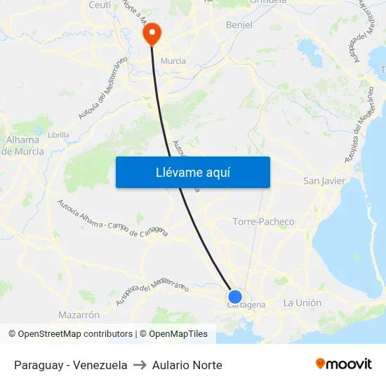 Paraguay - Venezuela to Aulario Norte map