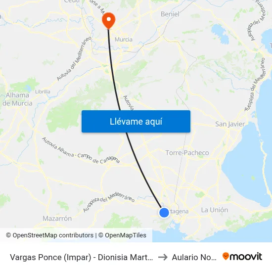 Vargas Ponce (Impar) - Dionisia Martínez to Aulario Norte map