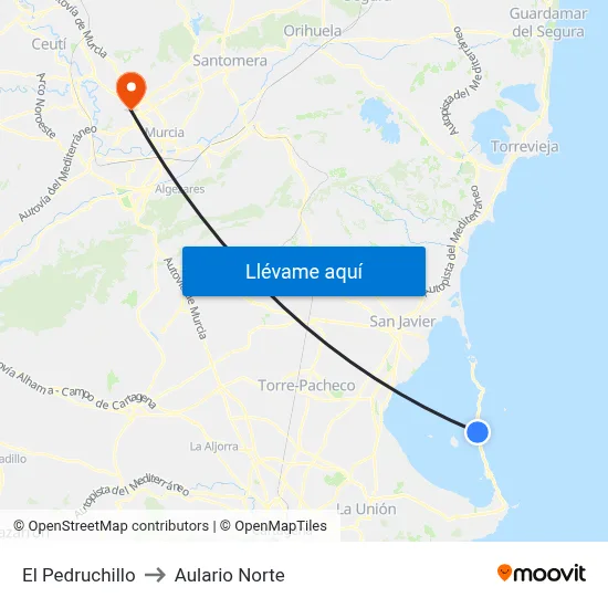 El Pedruchillo to Aulario Norte map