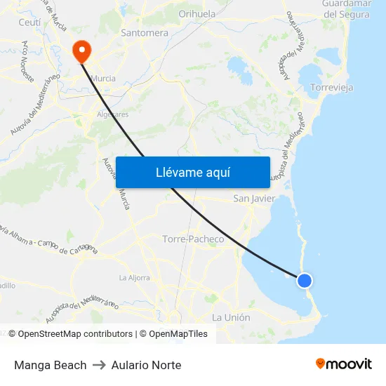 Manga Beach to Aulario Norte map