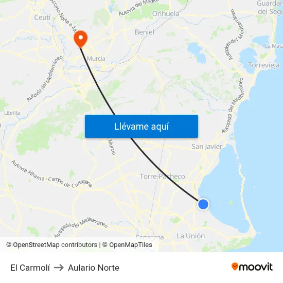 El Carmolí to Aulario Norte map