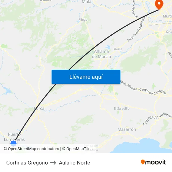 Cortinas Gregorio to Aulario Norte map
