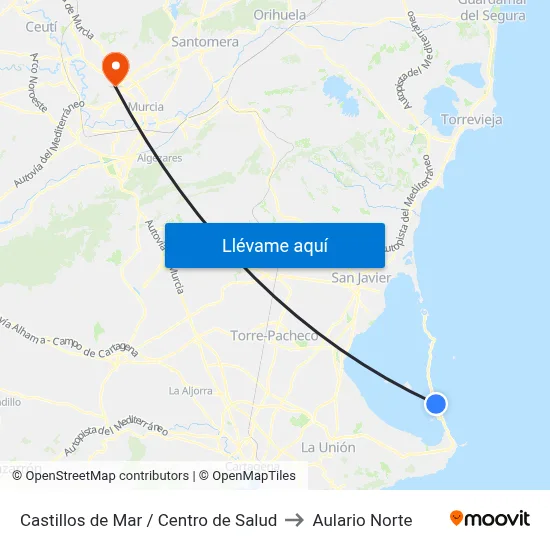 Castillos de Mar / Centro de Salud to Aulario Norte map