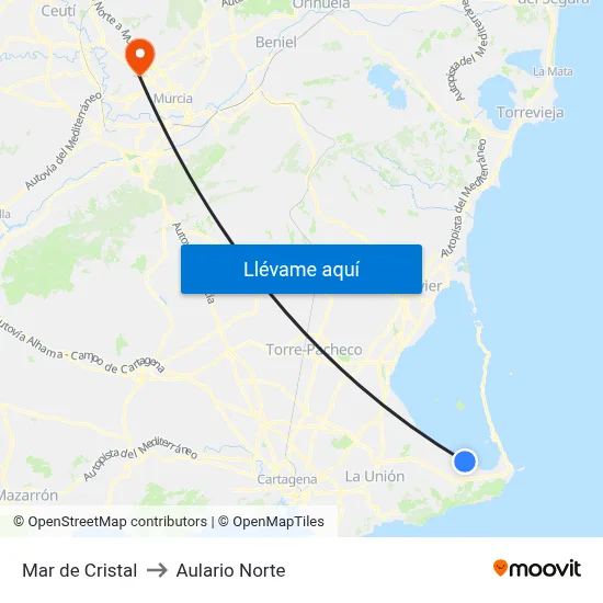Mar de Cristal to Aulario Norte map