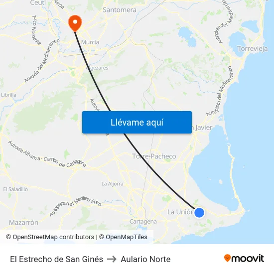 El Estrecho de San Ginés to Aulario Norte map