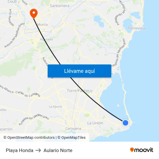 Playa Honda to Aulario Norte map