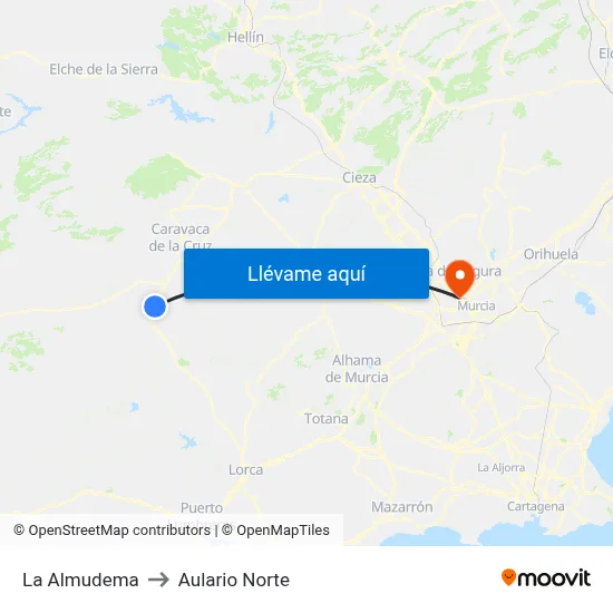 La Almudema to Aulario Norte map