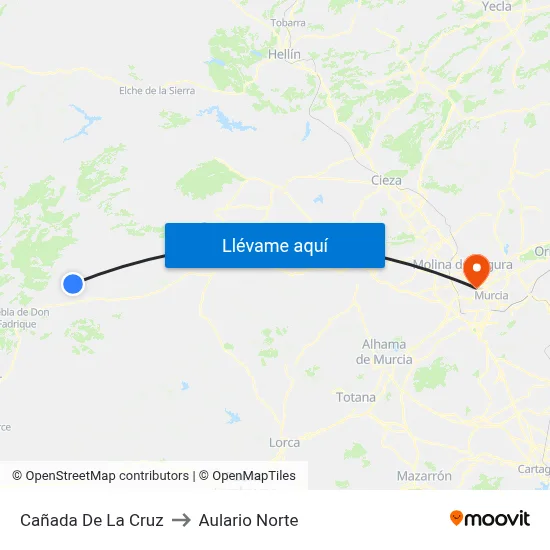 Cañada De La Cruz to Aulario Norte map