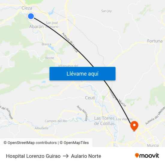 Hospital Lorenzo Guirao to Aulario Norte map