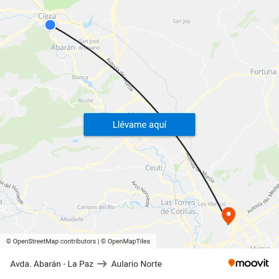 Avda. Abarán - La Paz to Aulario Norte map