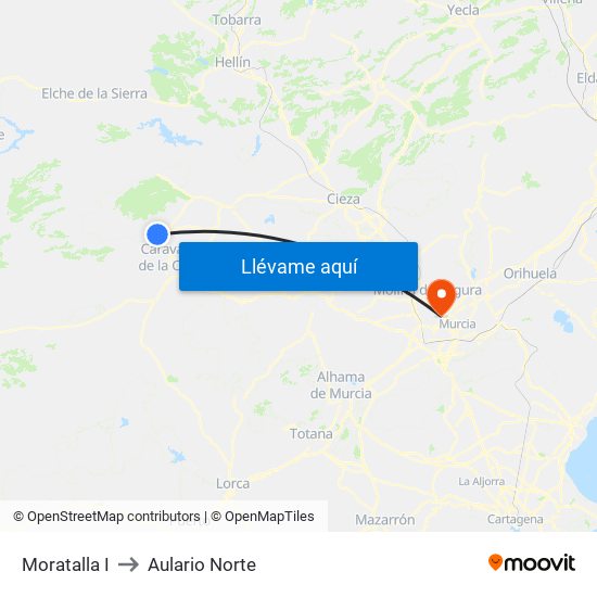 Moratalla I to Aulario Norte map