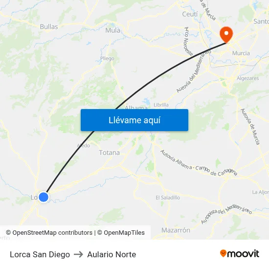 Lorca San Diego to Aulario Norte map